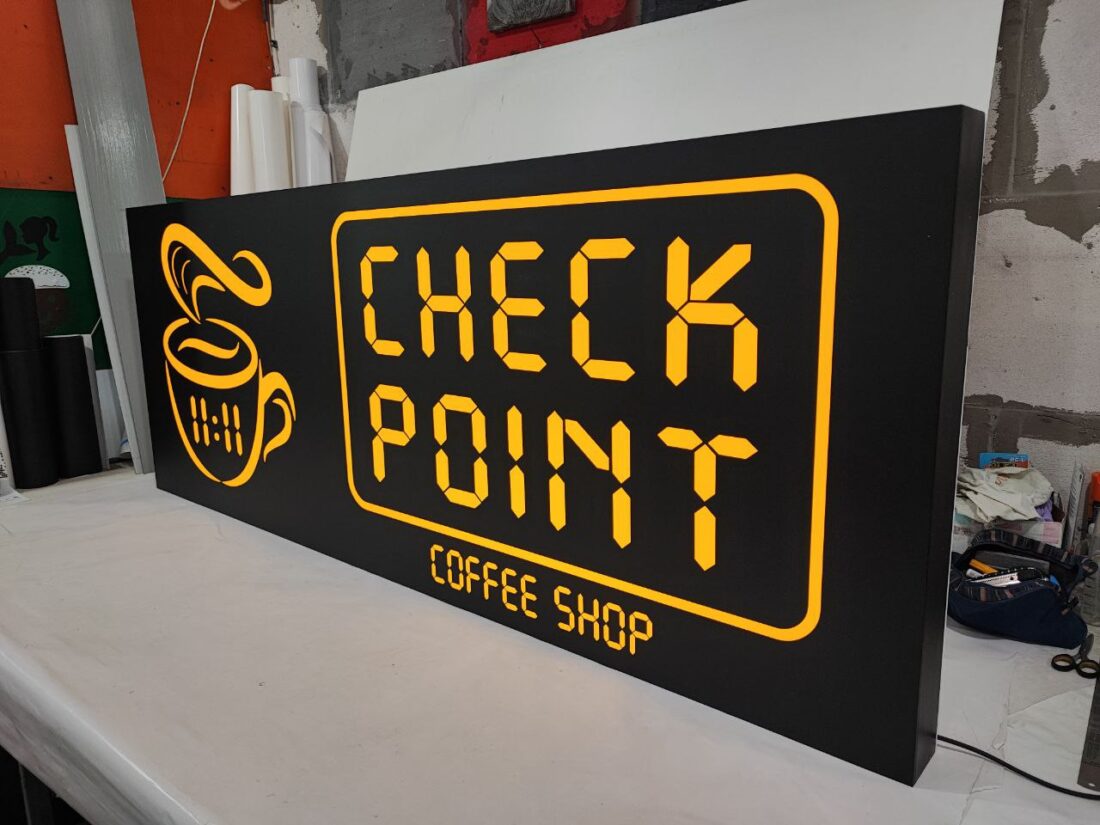 Лайтбокс для кав’ярні «Check point coffee shop»